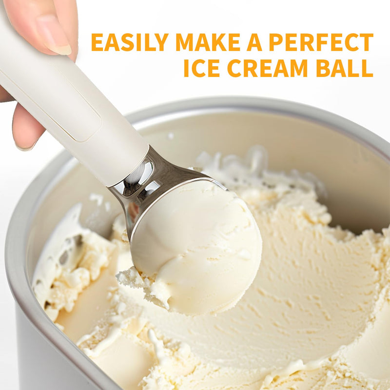 Heated Ice Cream Scoop, Rechargeable Electric Scooper for Hard IceCream, Self Warming Spoon Max to 158℉, Rust-Proof, anti freeze handle, Easy to Clean White 10W