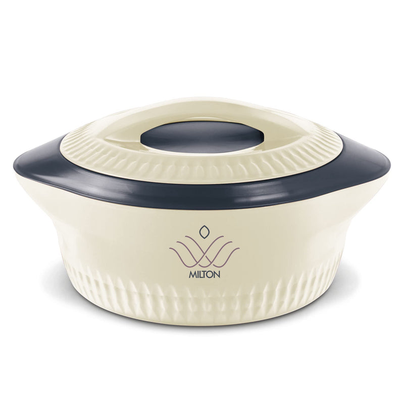 MILTON Royal 2500 Insulated Inner Stainless Steel Casserole, 2.05 litres, Cream | BPA Free | Food Grade | Easy to Carry | Easy to Store | Ideal for Chapatti | Roti | Curd Maker
