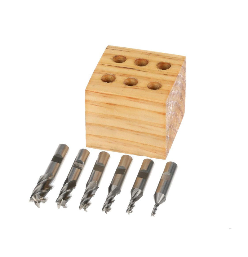 HHIP 8000-0002 4 Flute High Speed Steel End Mill Set, 6 Piece, 3/8" Shank