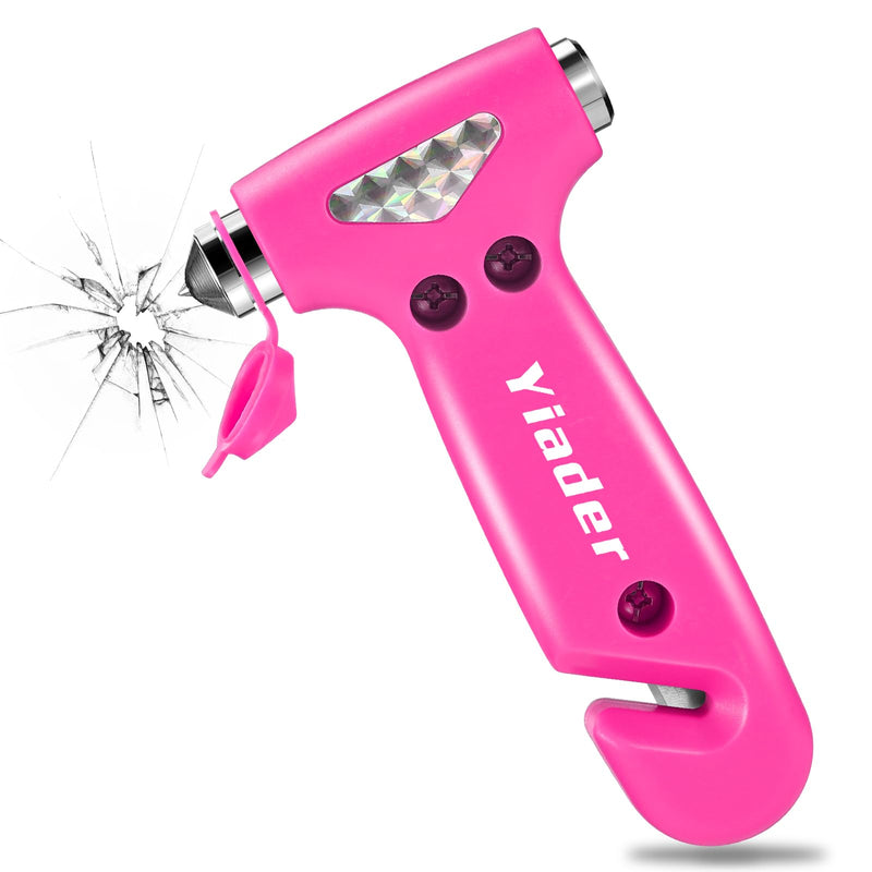 Window Breaker, 3-in-1 Emergency Escape Tool with Car Window Breaker and Seatbelt Cutter, Car Safety Hammer Car Essentials Tool for Women Pink