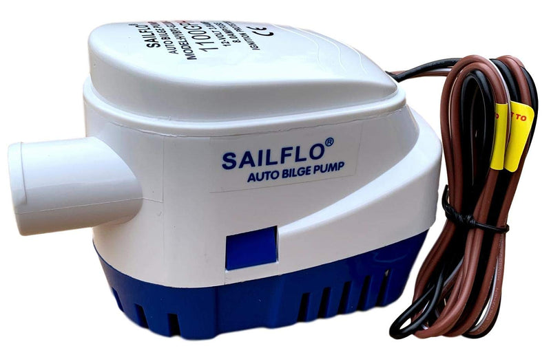 Automatic Bilge Pump for Boats 1100 GPH (1-1/8" Hose Outlet) 12 Volt Auto Bilge Pump with Built-In Float Switch 1100 GPH 1-1/8" hose outlet