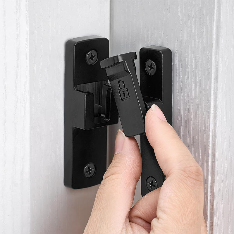 INIRET3 Packs Black 90 Degree Barn Door Lock ，Premium Zinc Alloy Latch - Flip Gate Latches ，for Cabinets, Bathroom, Barn & Garden Doors - Secure Sliding Door Hardware Black_90 Degree 3
