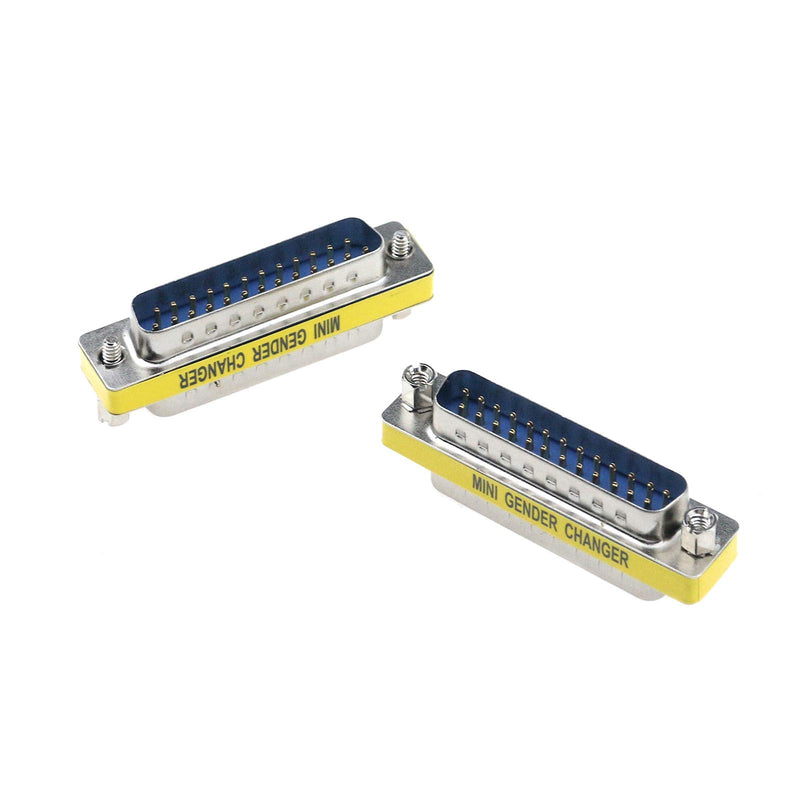 Semetall 5 Pack 25 Pin Mini Serial Cable Gender Changer Coupler VGA Adapter Video Transmission Straight Through Head(DB25,Male to Male) DB25 Male to Male