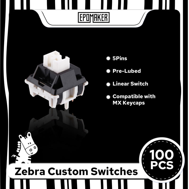 EPOMAKER Zebra 40gf Linear Mechanical Keyboard Switches, 5-Pin Pre Lubed Creamy Switch, 100 PCS, with POM Stem, 21mm Spring, Compatible with MX Keycaps for Gaming Keyboard