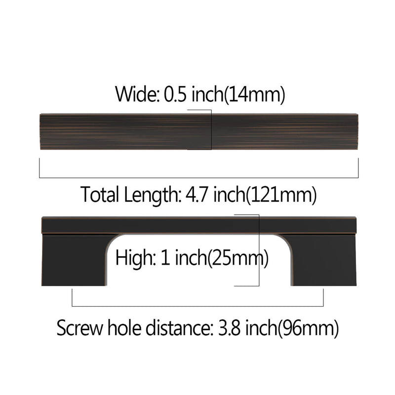 Asidrama 10 Pack 3.75 Inch(96mm) Oil Rubbed Bronze Cabinet Pulls Kitchen Cabinet Handles Cabinet Pulls Cabinet Hardware for Cupboard Drawer 3.75" Hole Center(96mm)