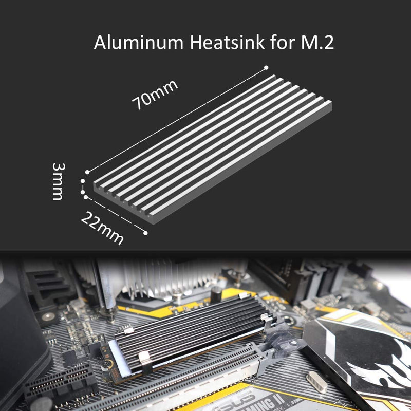 GLOTRENDS M.2 cooler heatsink with M.2 thermal pad for 2280 M.2 PCIe NVMe SSD or M.2 SATA SSD, PC and PS5 installation 22x70x3mm