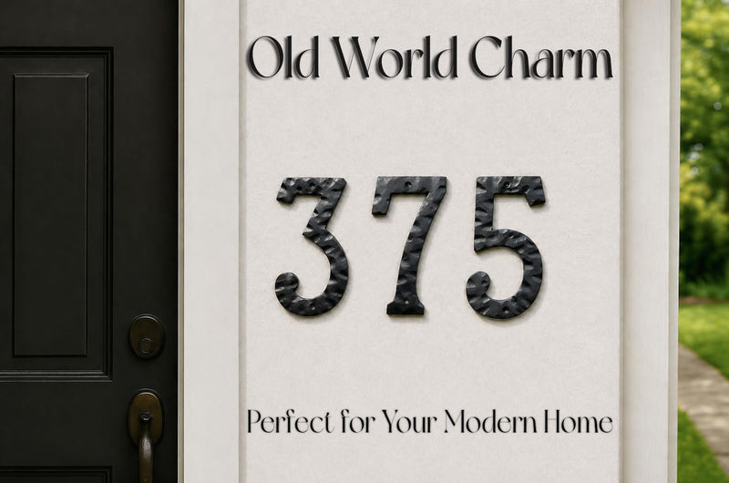 NACH House Numbers for Outside, 8 inch Black Address Numbers for House - Number 1 - Rustic Numbers for Outside with Mounting Hardware