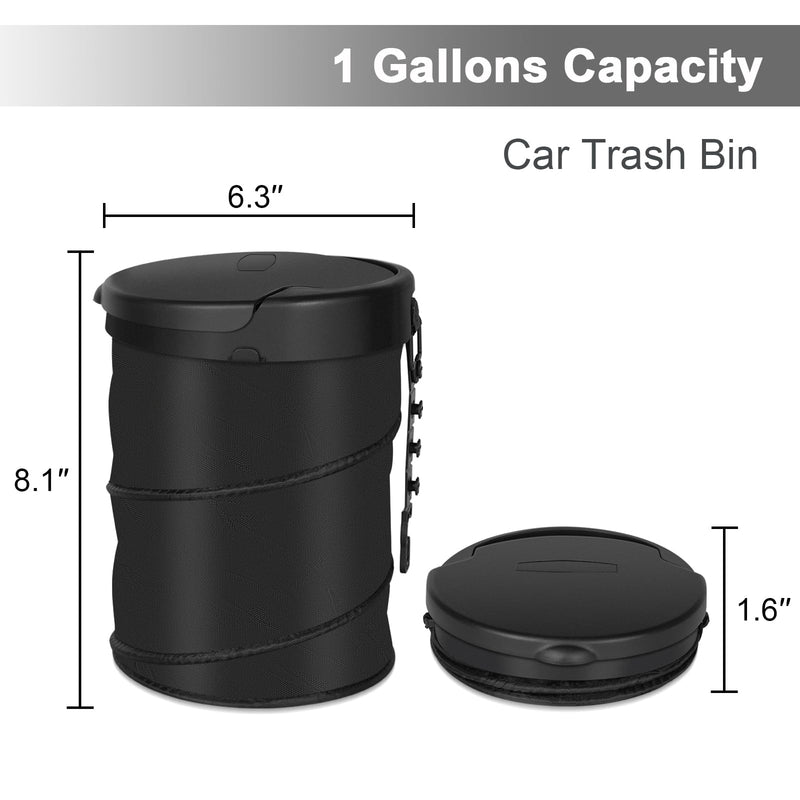 Car Trash Can, Pop up Collapsible Car Trash Bin with Lid, Small Car Garbage Can for Back Seat Front Seat, Portable Car Trash Bag with Hanging Hook, Vehicle Truck SUV Trash Can 1