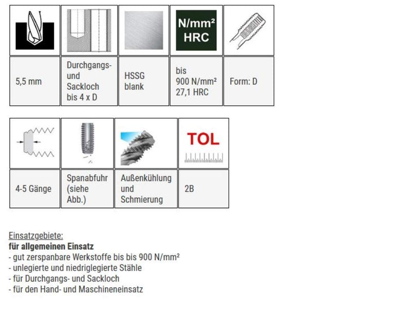 HSSG single-cut tap form D - UNF 1/4 x 28 - BAER taps - taps - cutting threads