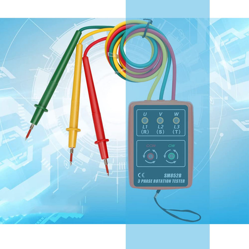 Phase Tester Rotary Field Meter AC60 V ~ 600 V, EIMZU Rotation Display Tester Detector Meter 3 Phase with Crocodile Clips and Buzzer Tester Shows