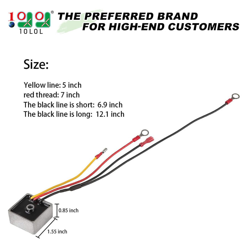 10L0L Voltage Regulator Rectifier for Club Car DS & Carryall 1992-up Gas Golf Cart, Replace OEM 1015777 102711201 102710101