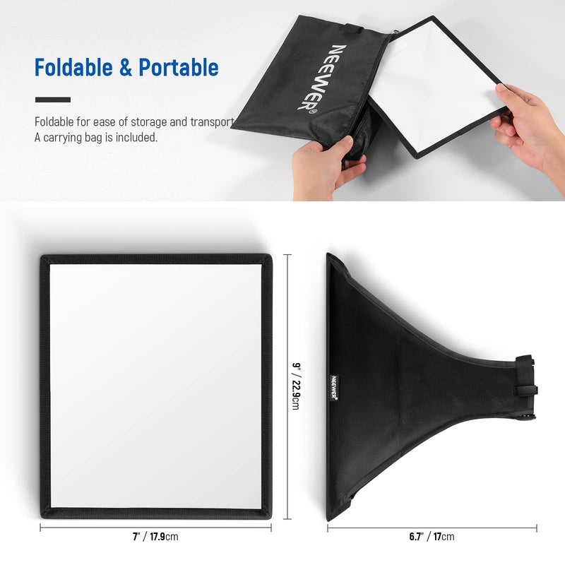 NEEWER Flash Diffuser Light Softbox 9" x 7", Universal, Collapsible with Storage Pouch Compatible with Canon Nikon Sony Godox Yongnuo NEEWER speedlight 9x7 inches