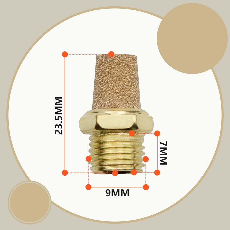 Bwintech 10 pieces SL-01 air silencer, 1/8" external thread sintered brass exhaust silencer 1/8"