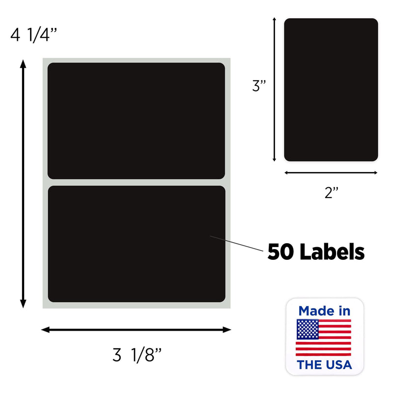 ChromaLabel 2 x 3 inch Permanent Rectangular Color Code Inventory Labels, 50 Stickers per Pack, Black