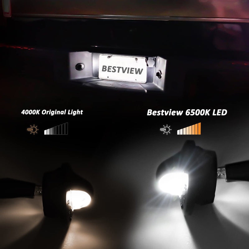 Bestview License Plate Light, Rear Bumper Tag Lamp Housing Assembly Replacement Compatible with Fo-rd F150 F250 F350 Super Duty Ranger Explorer Bronco Excursion Expedition, 6500K White Tag Light Black