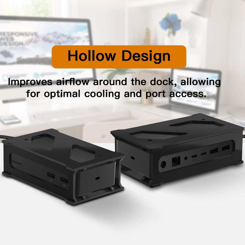 Docking Station Mounting Stand for Microsoft Surface Dock 1, Dock 2, Wall Mount and Under Desk Mount Acrylic Holder Compatible with Microsoft Surface Dock (Pd9-00003) - Black Holder Only