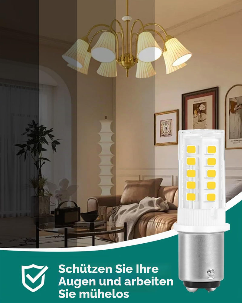 LED 115-7 Light Bulb 12V-24V DC/AC, 3W 350 Lumens, Flicker-Free, CRI85 - B15-D Socket with Two Contacts (Cool White 6000K, Set of 2) Set of 2 Cool White 6000k