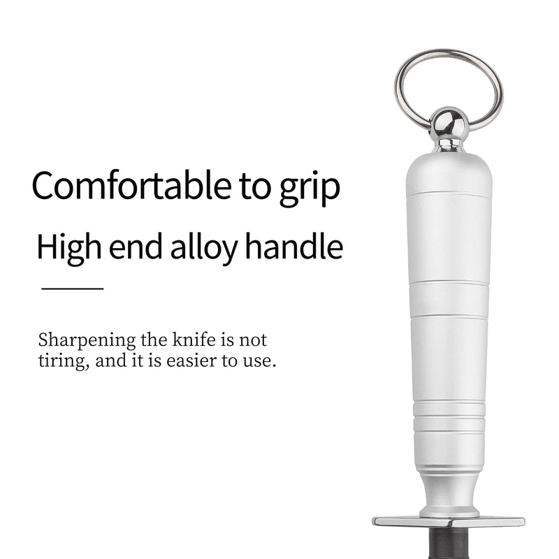 Professional Carbon Steel Knife Sharpening Steel,Practical Metal Handle 12 Inch Silver