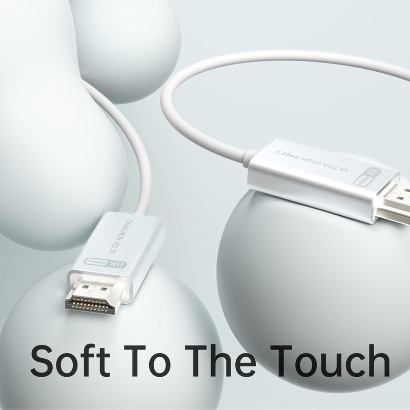 10K 8K Fiber Optic HDMI 2.1 Cable 16.5ft, HDMI Cable White Super Flexible 48Gbps, 8K60Hz & 4K120Hz, Support eARC, Dolby, HDCP 2.2&2.3, HDR 10, Compatible with Blu-ray Roku LG PS5 PS4 Xbox 16.4FT