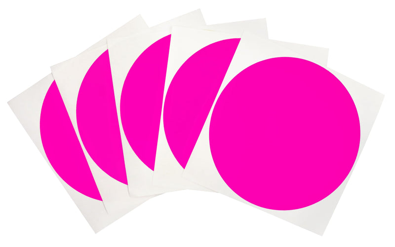 ChromaLabel 4 Inch Round Label Permanent Color Code Dot Stickers, High Visibility for Warehouse Inventory, 100 Labels per Pack, Fluorescent Pink