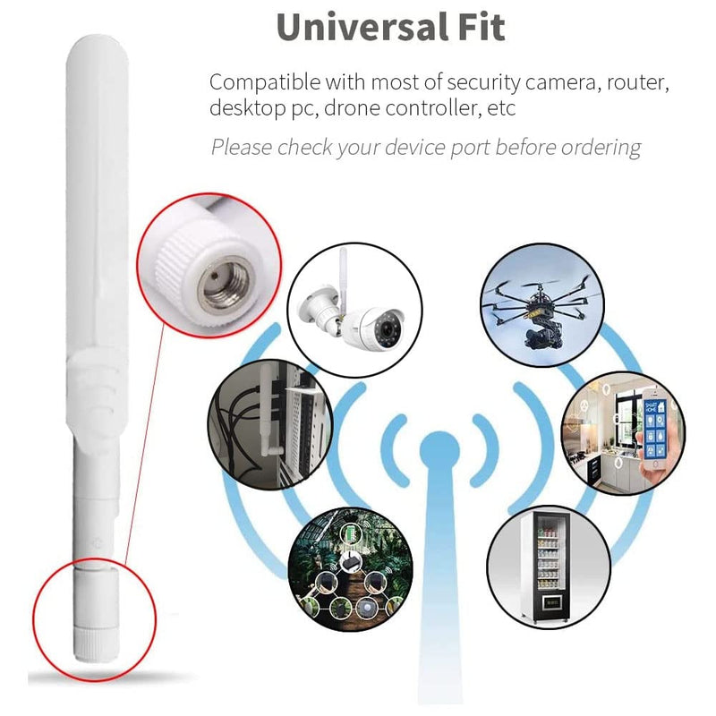 CORONIR Dual Band WiFi Antenna 2.4GHz 5GHz 5.8GHz 9dBi MIMO RP-SMA Male Antenna for WiFi Router Wireless Network Card USB Adapter Security IP Camera Video Surveillance Monitor-2Pack White Pack of 2