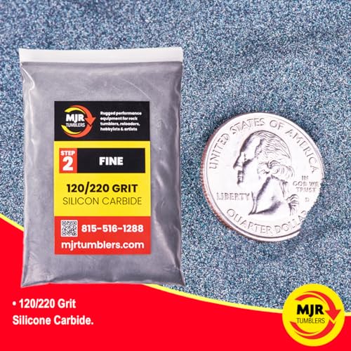 120/220 Grit Silicon Carbide Rock Tumbler Grit, Fine Stage 2 Rock Polishing Grit 3 lb, Stone Polishing Compound for Rotary & Vibratory Tumblers, Lapidary Supply 120/220 Step 2