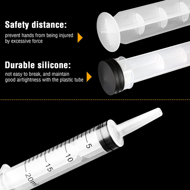Pack of 8 20ml syringe with lid, plastic syringe sterile packaging with measurement for scientific laboratories, dispensing, measuring liquids, animal feeding, plant watering