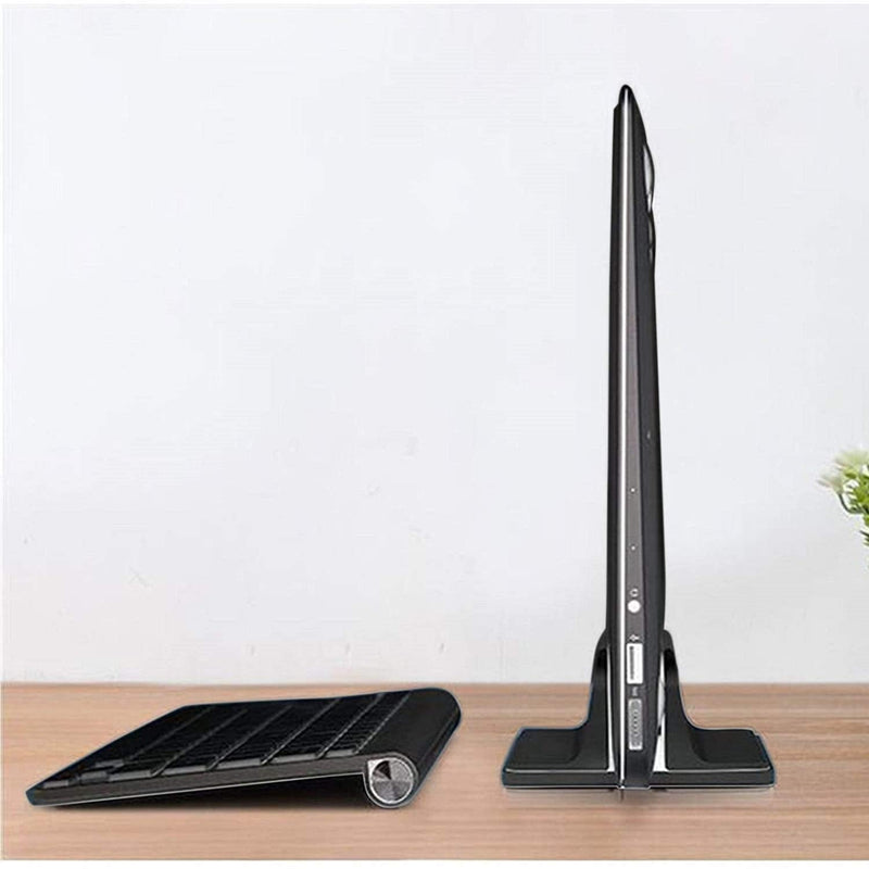 Vertical Laptop Stand for Desk [Adjustable] Sturdy Aluminum Dock Fits All Laptops (up to 20.3 inches) Space Saving, Modern Compact Holder, Compatible with MacBook Pro/Air, Surface, HP, Dell (Black) Black