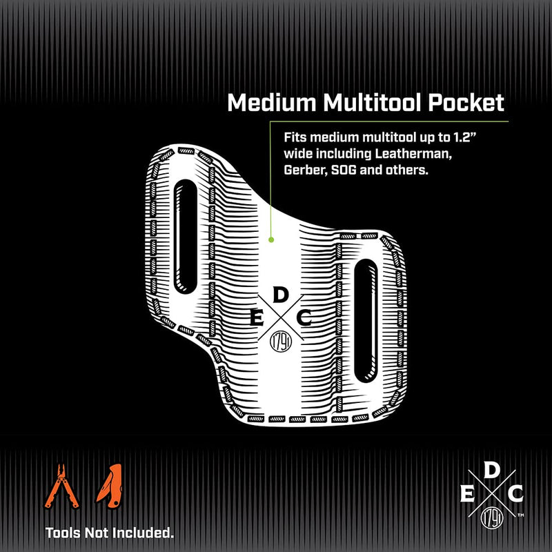 Multitool Sheath, Leather Case Pouch for Belts - Compatible with Full Size Leatherman, Gerber, SOG and Similar Sized Multitools - Canted, Easy Slide Black