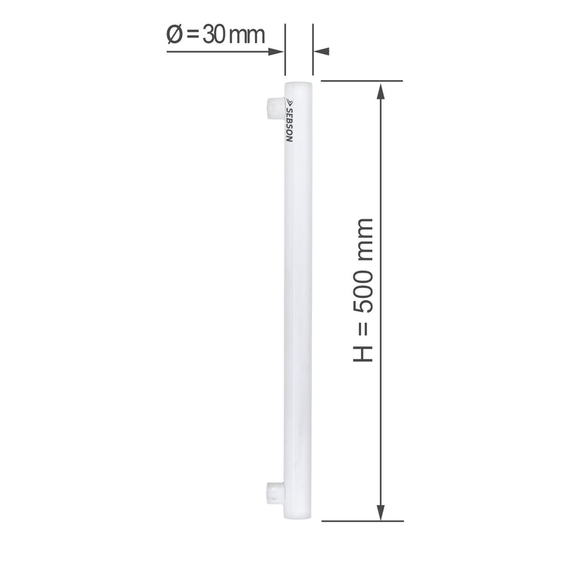 SEBSON LED Light Bulb S14S 50 cm 8 W Replaces 60 W Incandescent Bulb Warm White 3000 K | LED line lamp S14S 880lm 150° - comparable to rod-shaped 60 W incandescent bulbs - diameter 30 x 500 mm 1 piece (pack of 1)
