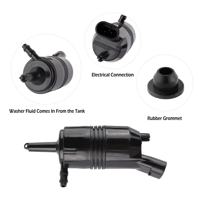 Car Windshield Washer Pump,OEM#385-232316A Windshield Wiper Pump Compatible with Chevy Silverado,Impala,GMC Sierra,Cadillac,Buick,Car Accessories Single Hole Washer Fluid Pump with Grommet