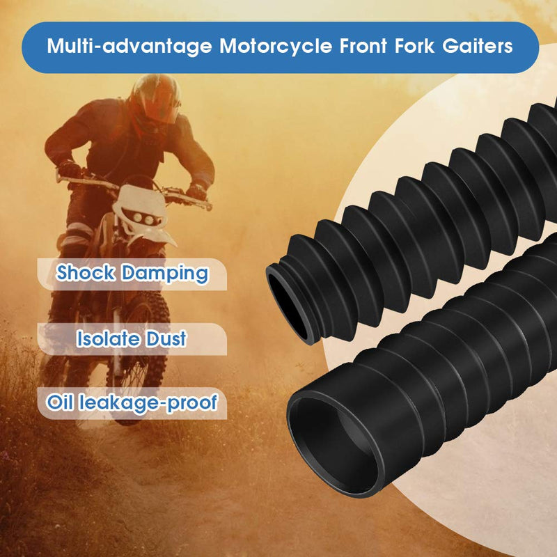 Motorcycle Fork Cover, Rubber Shock Absorber Boot Dust Cover, Front Fork Guards 205x42mm, 1 Pair (Black)