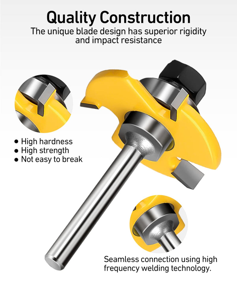 Finger Joint & Tongue and Groove Router Bits Set, 1/4 Inch Shank, 3 Pack | Precision Wood Joinery; Clean Cutting Performance; Reversible Profile Design; Multi-Material Compatibility 1/4" Shank 1/4" Shank Router Bit Set 3PCS