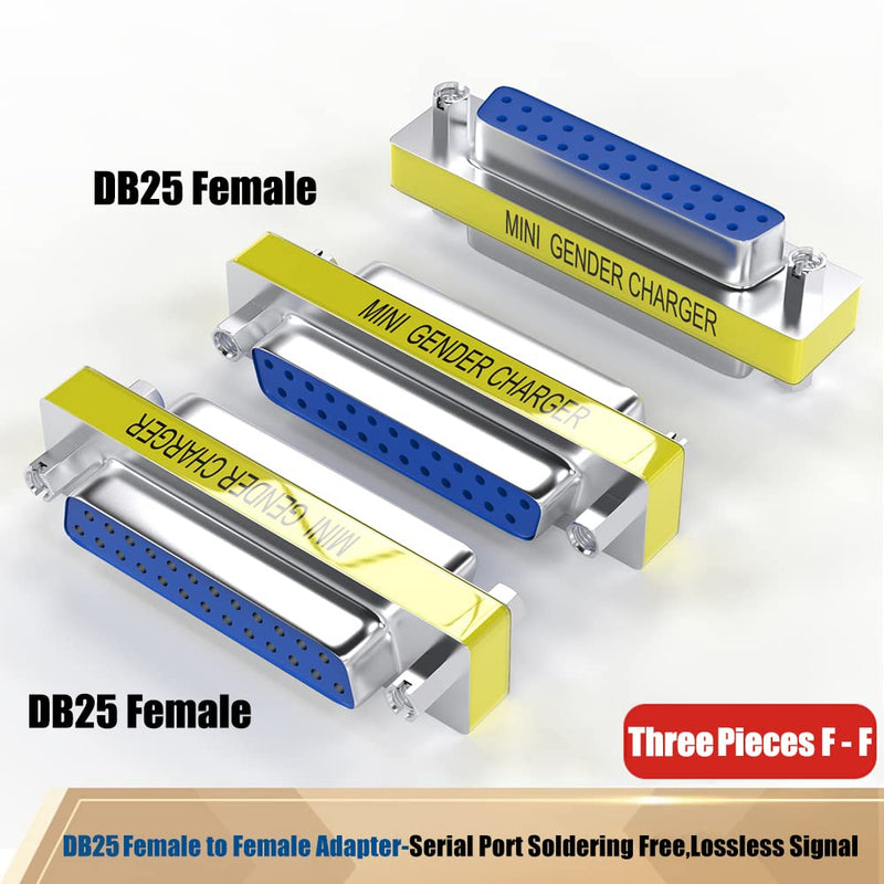 6-Pack DB25 25Pin Female to Female Male to Male Mini Gender Changer Coupler Adapter RS232 Serial Cable Connector