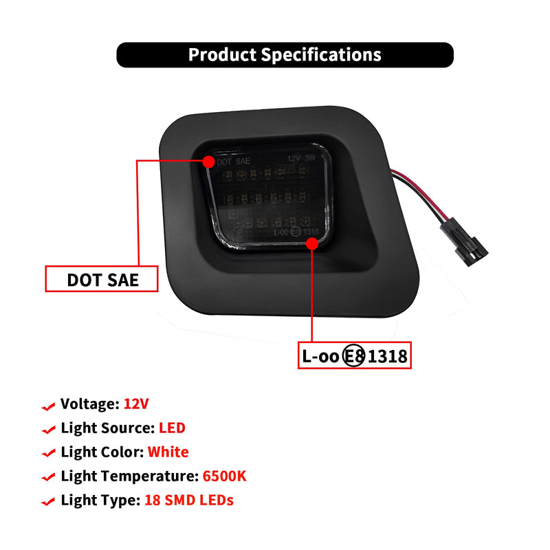 Full LED License Plate Light Tag Lamp Assembly Smoke Lens Compatible with Dodge 2002-2010 RAM 1500, 2003-2010 Dodge RAM 2500/3500, RAM 2010-2018 1500, RAM 2010-2018 2500/3500 Truck Pickup