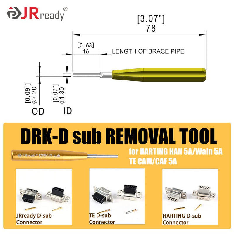 JRready ST5227 Extractor Tools KIT Solid Contact Extraction Tools Removal TE/AMP/HARTING D SUB series HAN series Heavy Duty Connector Terminals 1.Harting series Tube removal tool KIT