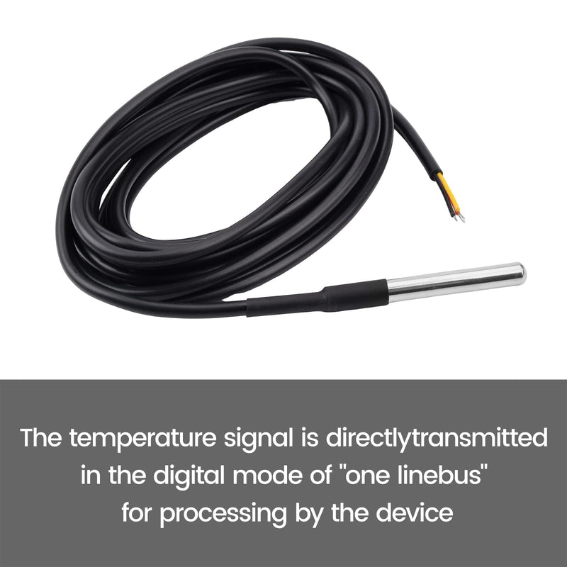 Aideepen 5 x Temperature Sensors, 5 m Cable, Waterproof Temperature Sensor, Digital Stainless Steel Temperature Sensor, Compatible with Arduino and Raspberry Pi, Includes E-Book, Compatible with Shelly 5 pieces 5 m