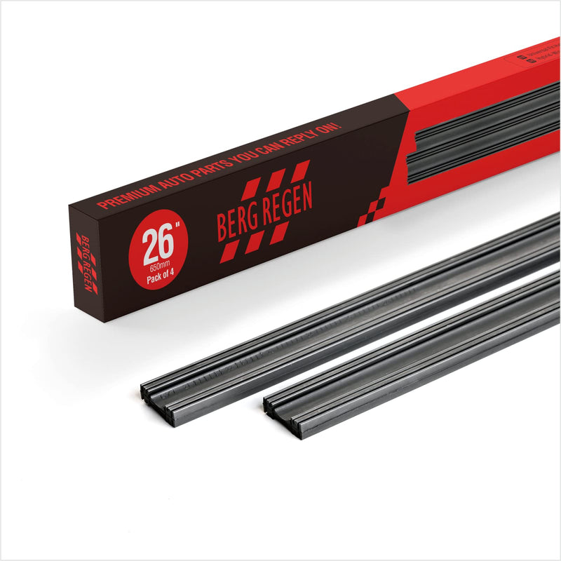 26 inch Frameless Adjustable Size of Universal 4 PCs Refills Replacement Windshield Wiper Refills Replacement for Tesla,Toyota,Hyundai,Honda Front & Rear Windshield Wiper Baldes Rubber Strips 26 inch