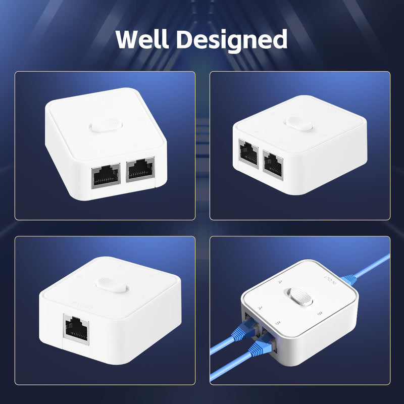 Gigabit Network Switcher, 10/100/1000Mbps, 2 in 1 Out 1 in 2 Out YuLinca Network Selector, Bidirectional Manual switcher for Cat 5, Cat 5e and Cat 6
