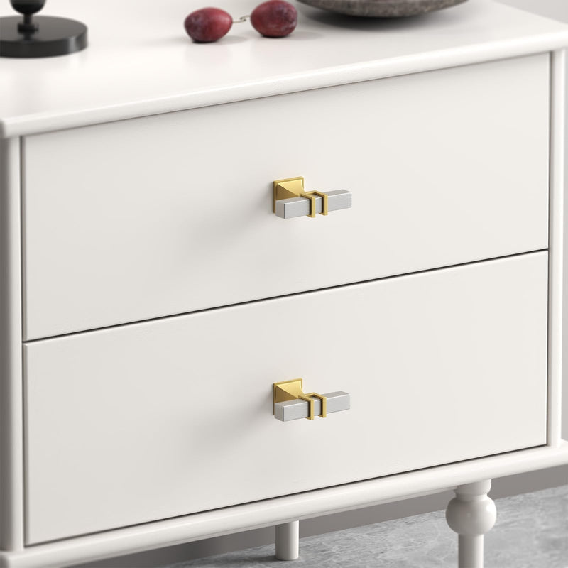 homdiy 12 Pack Brushed Nickel and Gold Cabinet Knobs Silver and Gold Cabinet Knobs Zinc Alloy Dresser Drawer Hardware Kitchen Cupboard Hardware Single Hole Brushed Nickel & Matte Gold