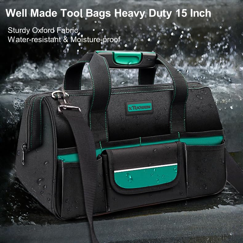 Tool Bag Heavy Duty 15-Inch 8 Pockets Waterproof Wide Mouth