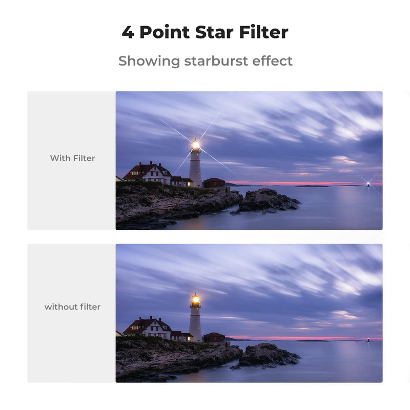 K&F Concept 82mm Star Filters Kit (3pcs) 4 Points 6 Points 8 Points Cross Screen Starburst Filters Set -18 Layer Coating Ultra Slim Optical Glass Camera Lens Filter with 3 Cleaning Cloth