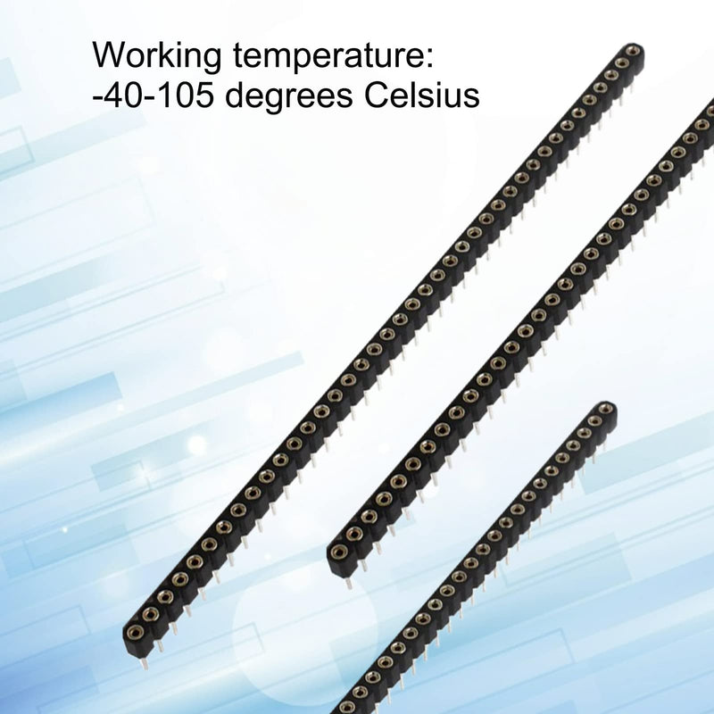 BuyWeek Socket Header Tin, 5pcs 1x40P 2.54mm Round Hole Single Row Female Header 40Pin PCB IC Crystal Socket Connector