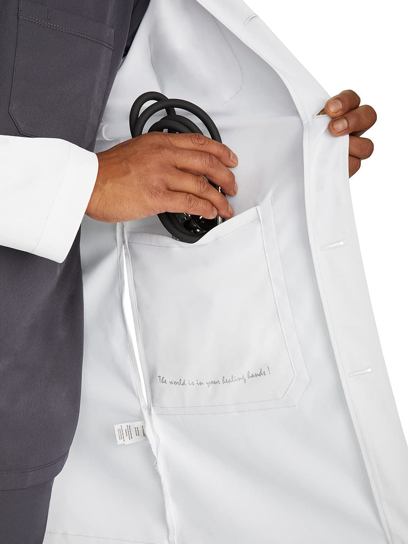 Healing Hands Lab Coat for Men's Luke Labcoat With 5 Pockets & 2-way Stretch Fabric 5151 Standard Size 38" Large White