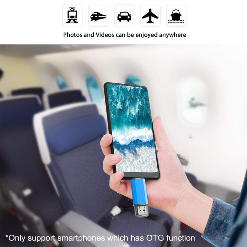 KOOTION 256GB USB C Flash Drive Dual USB 3.0 + Type C Thumb Drive OTG Jump Drive 2 in 1 Memory Stick for Smartphone/Laptop/Tablet/iPhone 15 - Blue