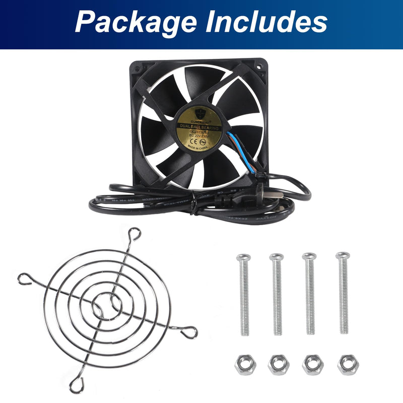 Computer Fan with AC Plug, 120mm x 25mm EC Axial Fan AC 110V 115V 120V 220V 240V, Brushless Cooling Fan with Dual Ball Bearings for Desktop DIY Cooling Ventilation Projects