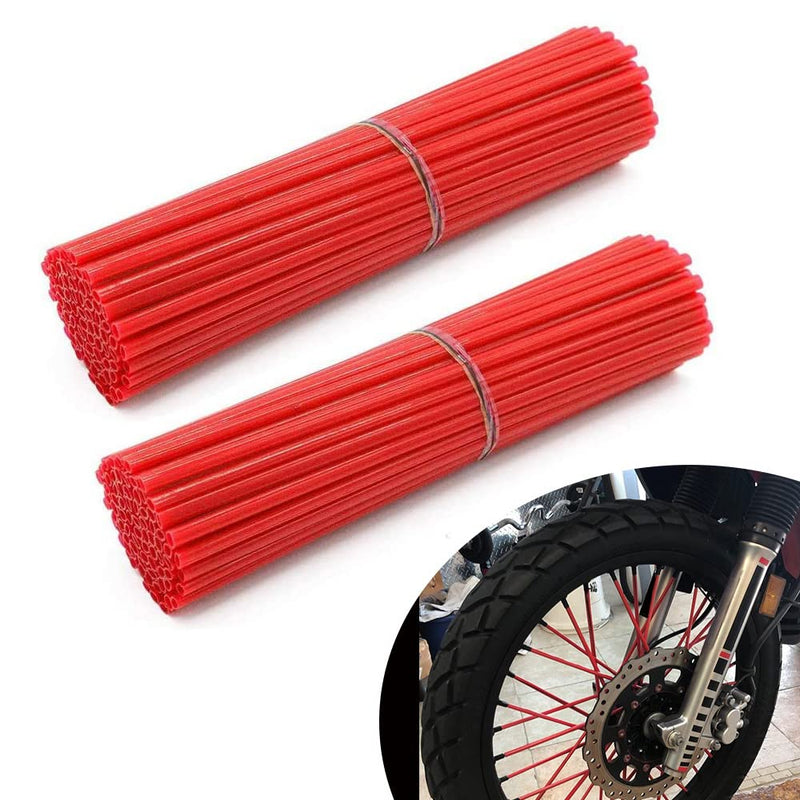 JFG RACING Spoke Skins,72Pcs Red Dirt Bike Spoke Covers For 8"-21" Rims crf250r crf250x crf230f crf450r crf125 XR250,Wheel Rims Wraps Pipe Trim Universal for Motorcycle Bicycle Wheelchair Decoration