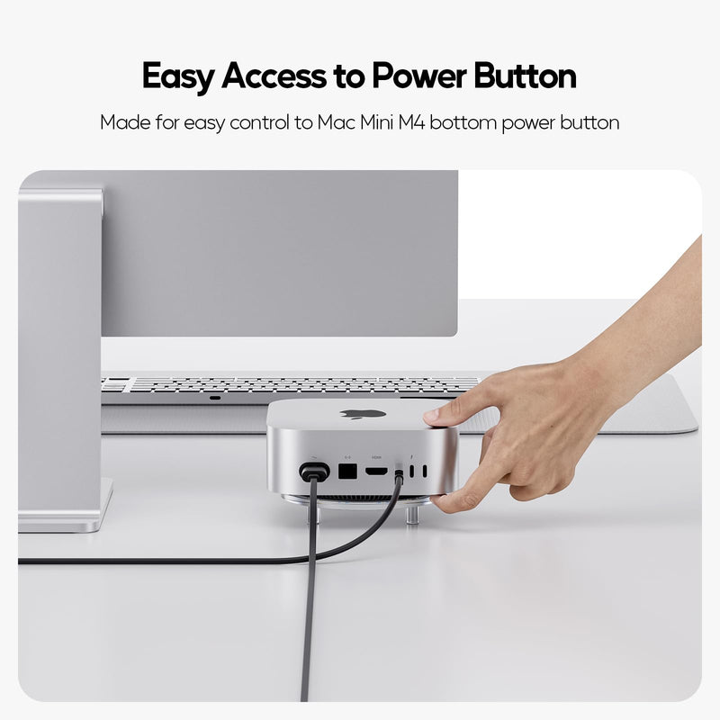 Clear Acrylic Desk Stand for Mac Mini M4/M4 Pro 2024, Minimalist M4 Holder with Easy Power Button Access, Anti-Slip Base & Heat Dissipation, Compact Space-Saving Design for Mac Mini 2024 Model Transparent