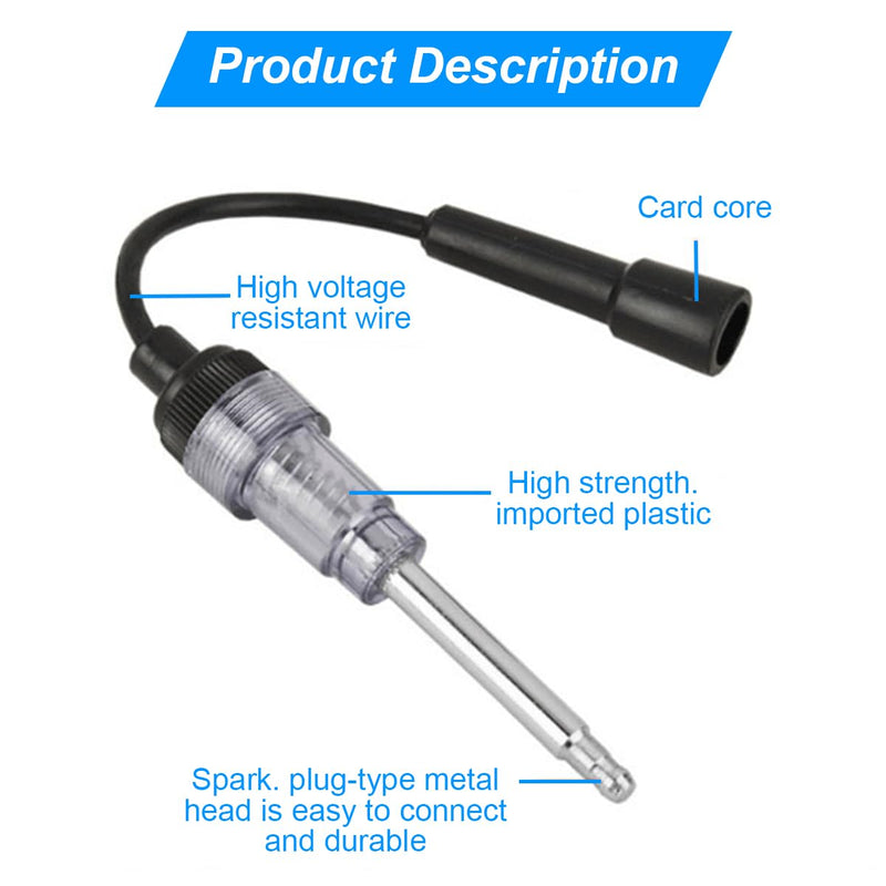 Car Inline Spark Plug Tester, Automotive Engine Ignition Spark Plug Light Checker, 2 Pcs Straight Boot Tool, Small Armature Diagnostic Detector Tool for Cars Lawnmower Motorcycles