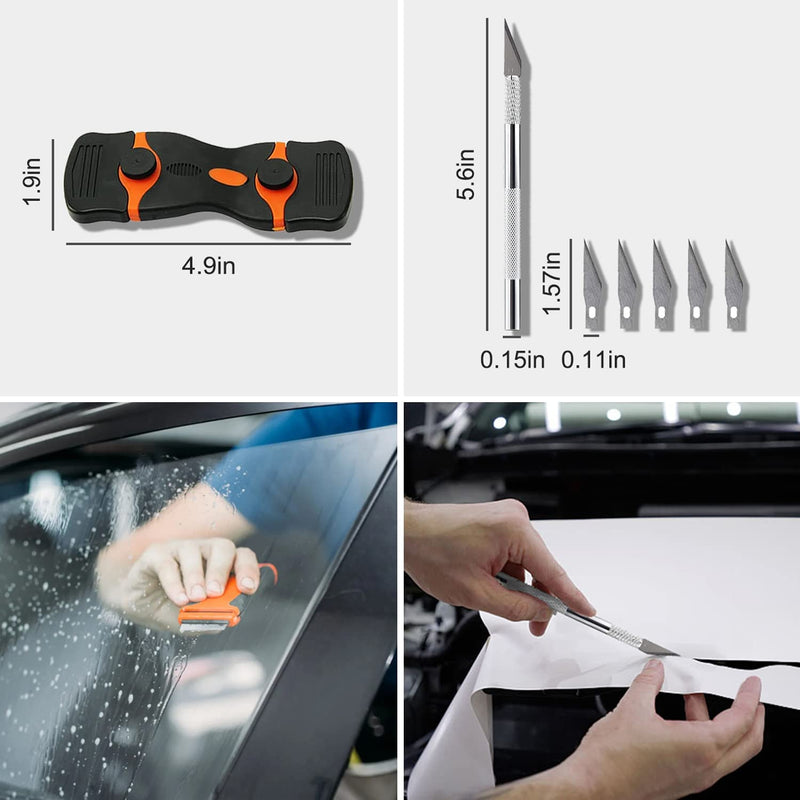 Car Window Tint Application Tools Kit, 8 Pcs Vehicle Glass Protective Film Installing Tool Car Window Film Squeegee Automotive Film Scrapers Window Tint Tools (8)